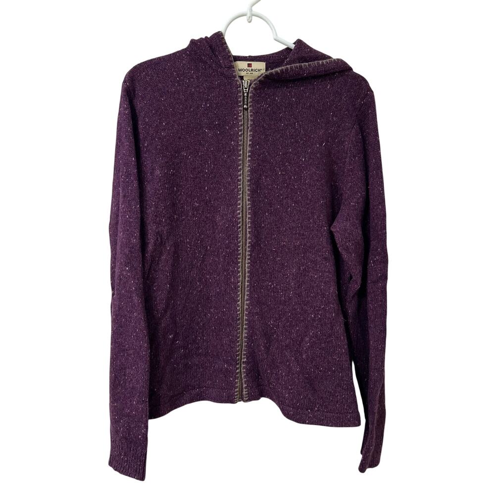 Woolrich Vintage Womens Sz Large Ramie & Wool Blend Wineberry Full Zip Sweater